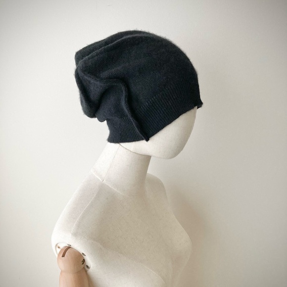 joodito origami crown 100% cashmere sweater hat winter beanie cloche beret black - Picture 5 of 9